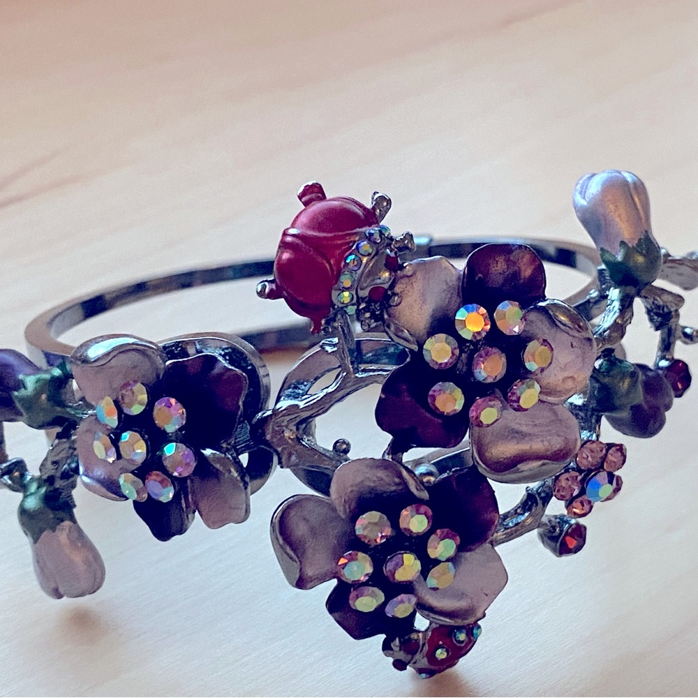 Intricate Floral Metal Bracelet